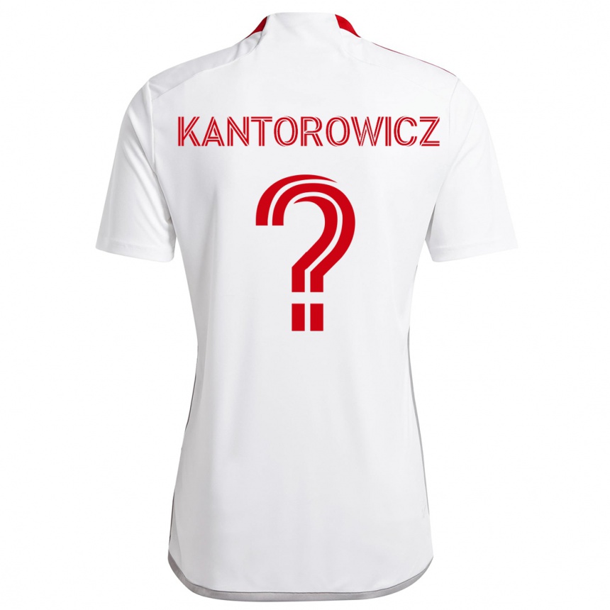 Kids Football Dominic Kantorowicz #0 White Red Away Jersey 2024/25 T-Shirt Canada