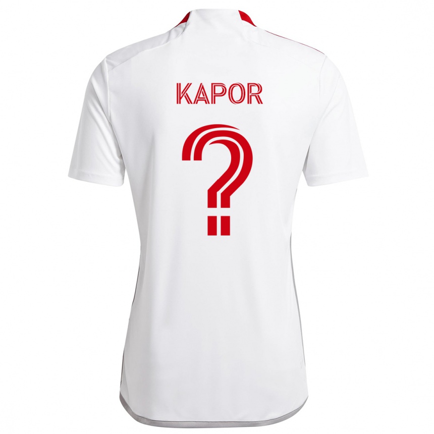 Kids Football Stefan Kapor #0 White Red Away Jersey 2024/25 T-Shirt Canada