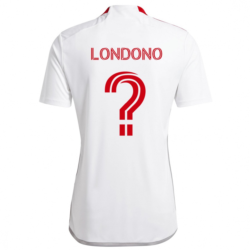 Kids Football Tyler Londono #0 White Red Away Jersey 2024/25 T-Shirt Canada