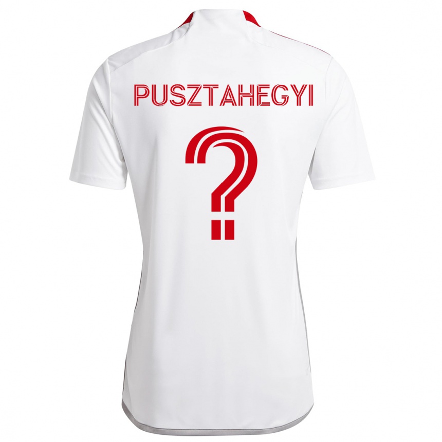 Kids Football Tristan Pusztahegyi #0 White Red Away Jersey 2024/25 T-Shirt Canada