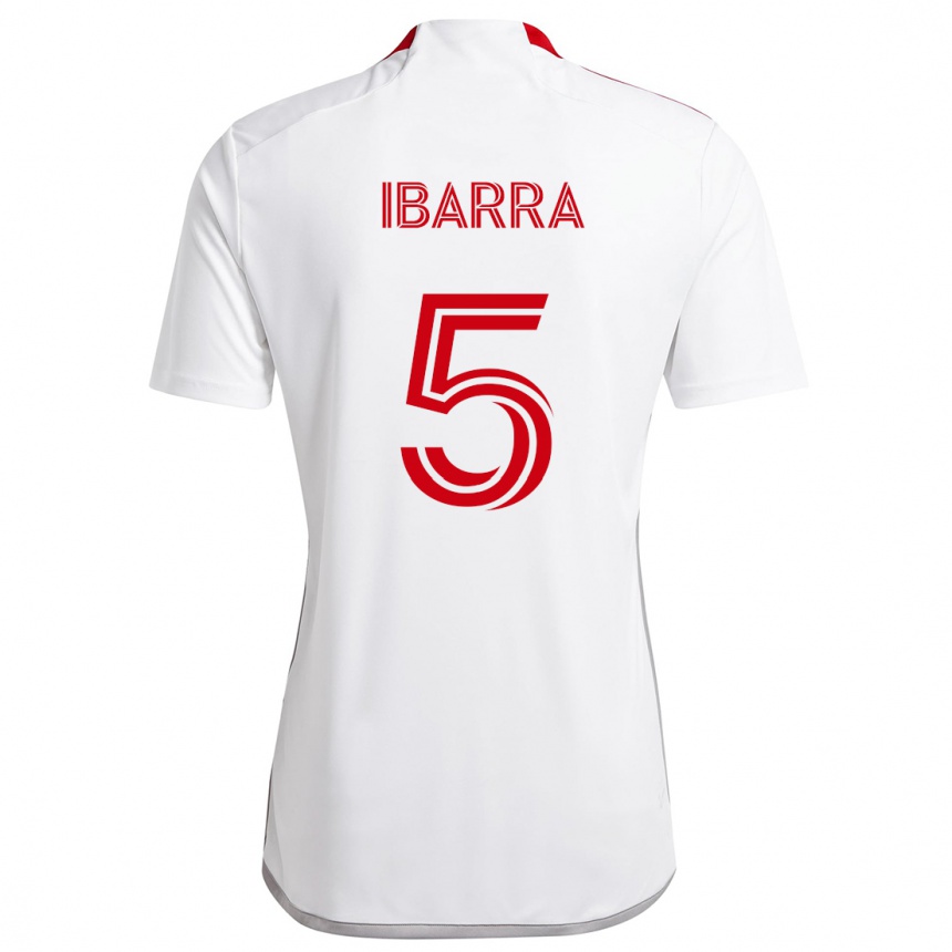 Kids Football Franco Ibarra #5 White Red Away Jersey 2024/25 T-Shirt Canada