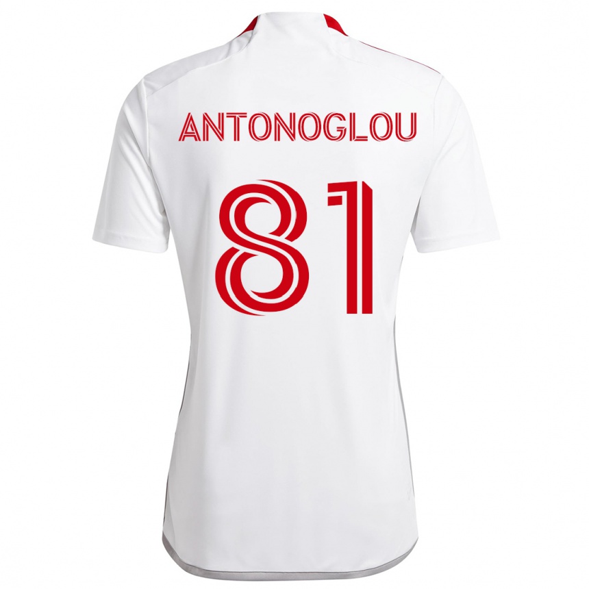 Kids Football Themi Antonoglou #81 White Red Away Jersey 2024/25 T-Shirt Canada