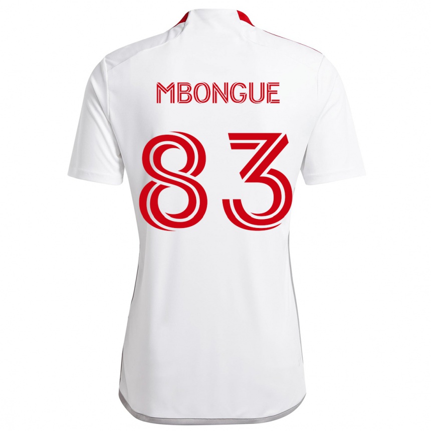 Kids Football Hugo Mbongue #83 White Red Away Jersey 2024/25 T-Shirt Canada