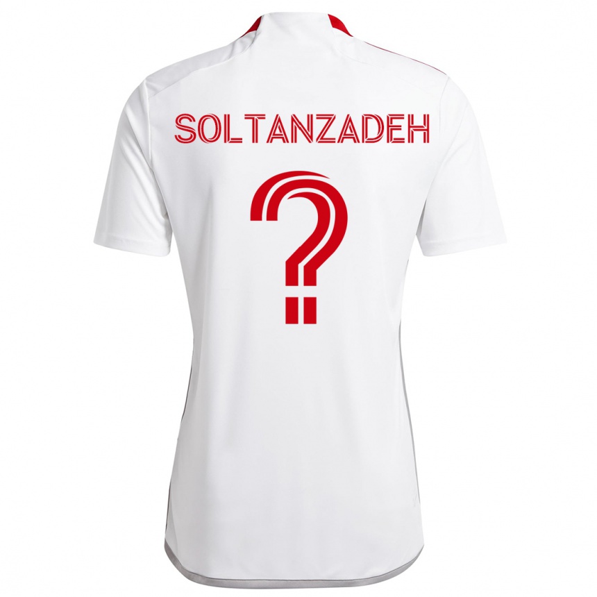 Kids Football Shayan Soltanzadeh #0 White Red Away Jersey 2024/25 T-Shirt Canada