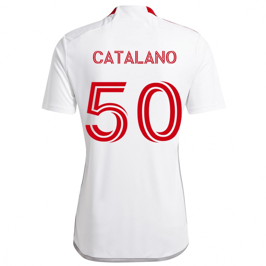 Enfant Football Maillot Gianluca Catalano #50 Blanc Rouge Tenues Extérieur 2024/25 Canada