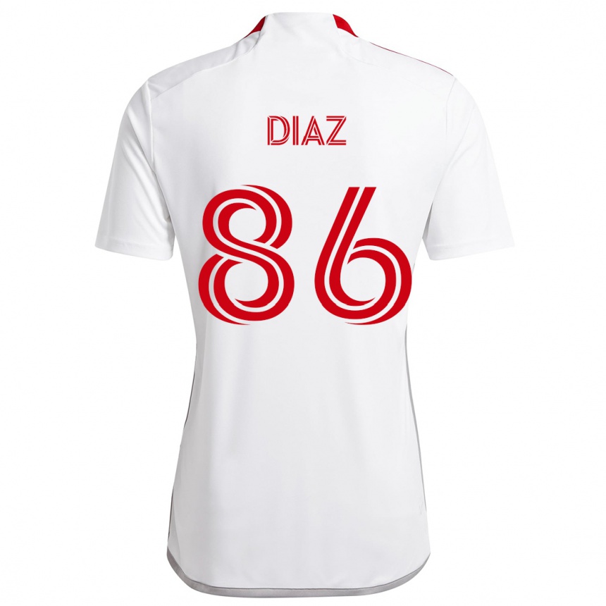 Kids Football Alec Díaz #86 White Red Away Jersey 2024/25 T-Shirt Canada