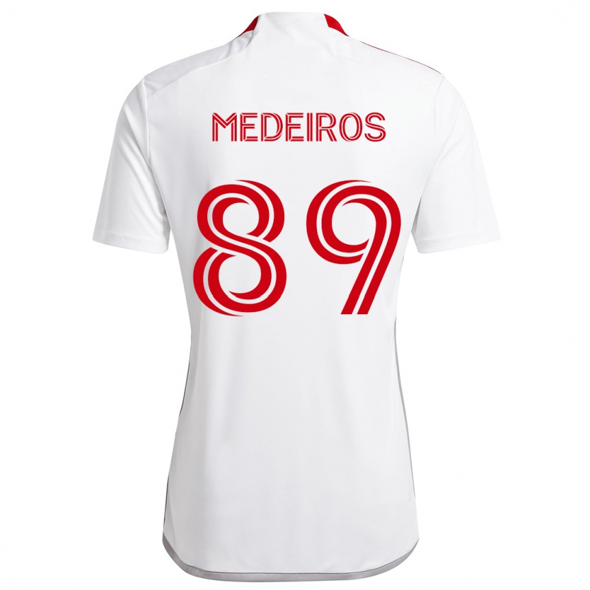 Kids Football Matthew Medeiros #89 White Red Away Jersey 2024/25 T-Shirt Canada