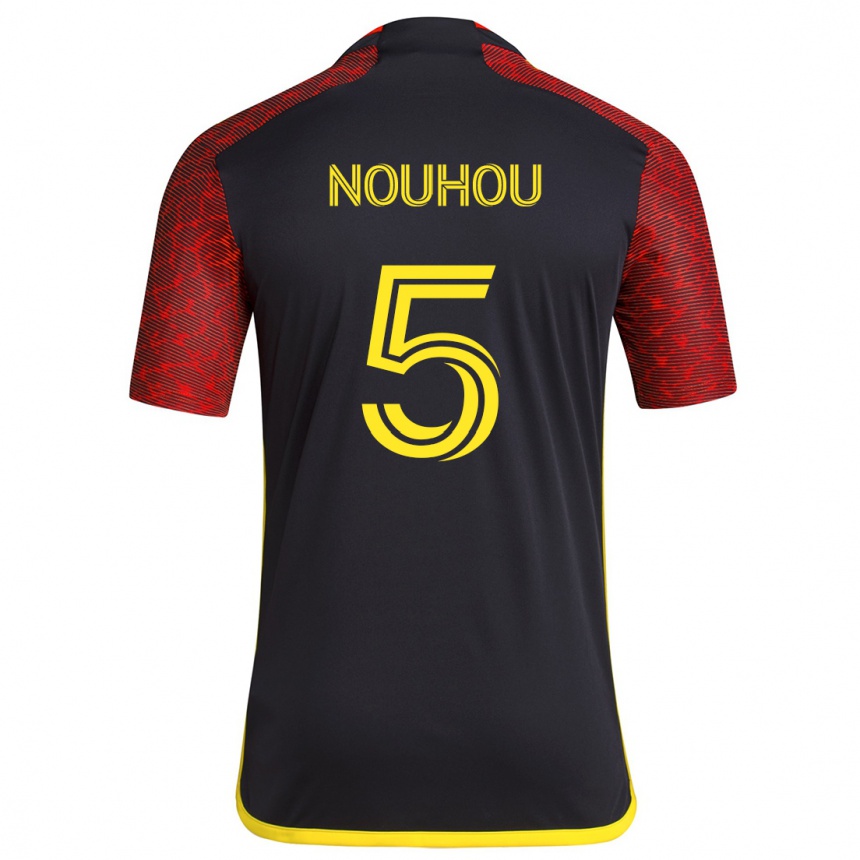 Kids Football Nouhou #5 Red Black Away Jersey 2024/25 T-Shirt Canada