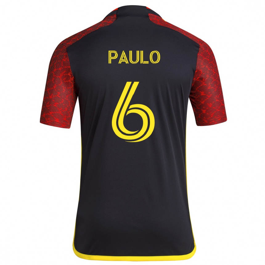 Kids Football João Paulo #6 Red Black Away Jersey 2024/25 T-Shirt Canada