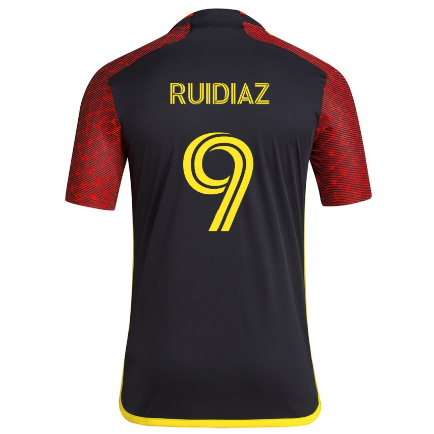 Kids Football Raúl Ruidíaz #9 Red Black Away Jersey 2024/25 T-Shirt Canada