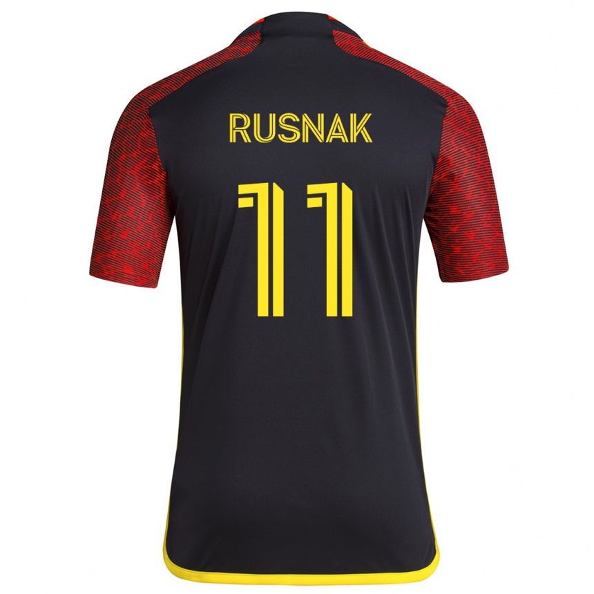 Kids Football Albert Rusnák #11 Red Black Away Jersey 2024/25 T-Shirt Canada