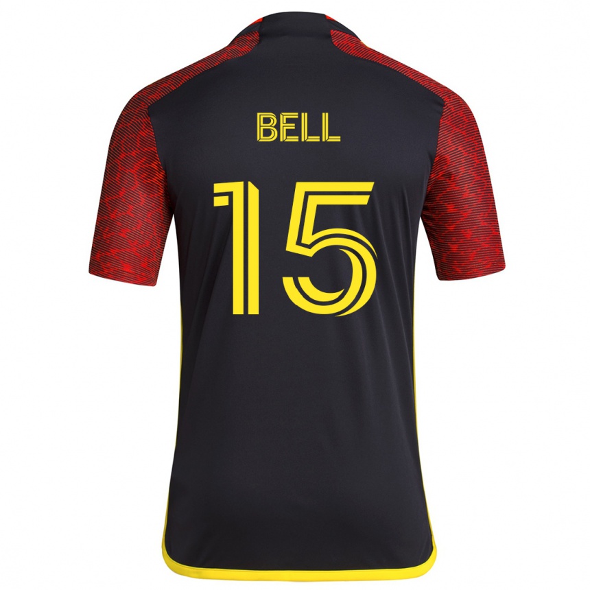 Kids Football Jon Bell #15 Red Black Away Jersey 2024/25 T-Shirt Canada