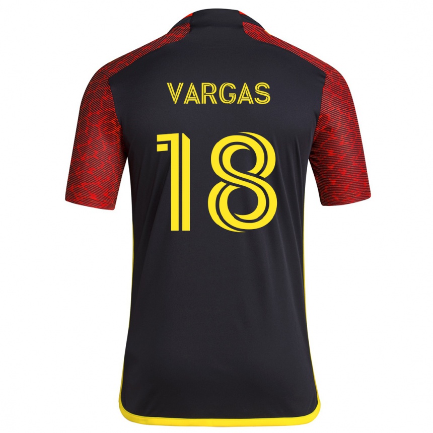 Kids Football Obed Vargas #18 Red Black Away Jersey 2024/25 T-Shirt Canada