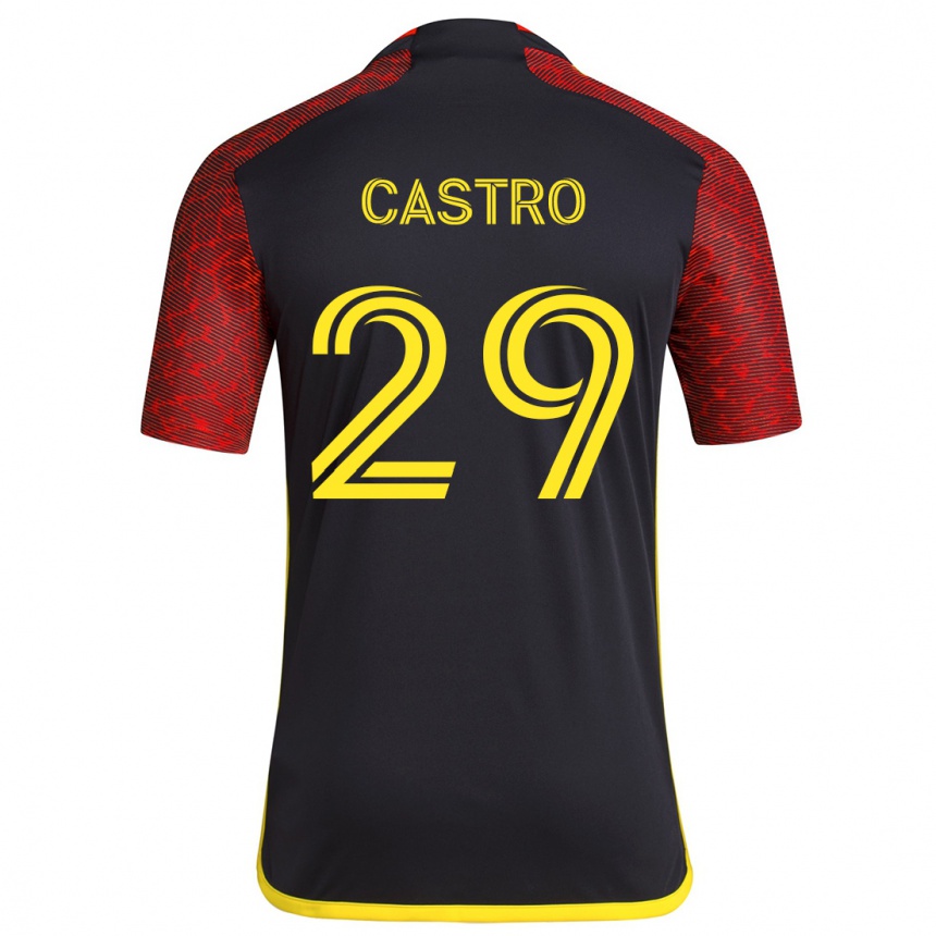 Kids Football Jacob Castro #29 Red Black Away Jersey 2024/25 T-Shirt Canada