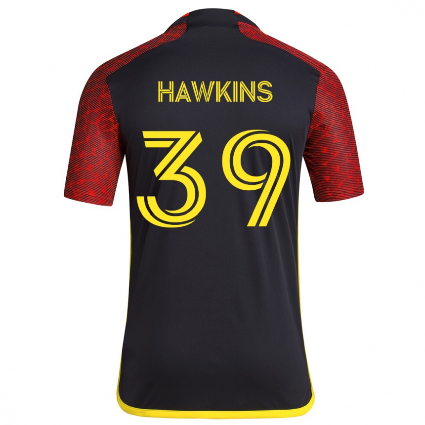 Kids Football Stuart Hawkins #39 Red Black Away Jersey 2024/25 T-Shirt Canada