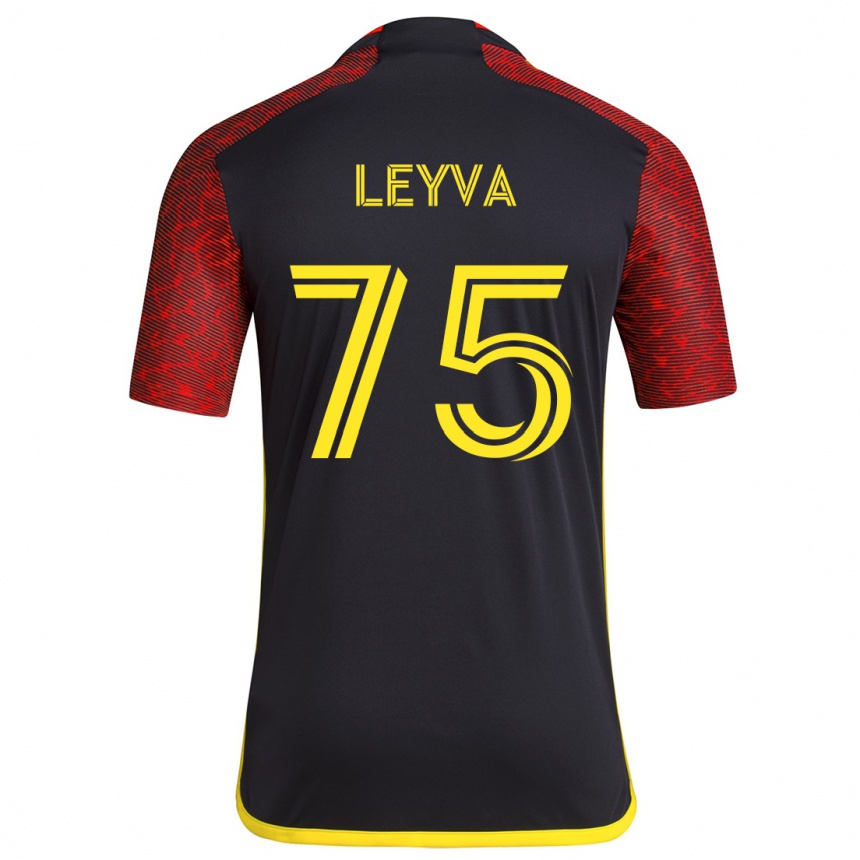 Kids Football Danny Leyva #75 Red Black Away Jersey 2024/25 T-Shirt Canada