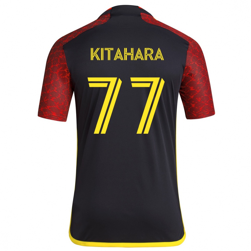 Kids Football Sota Kitahara #77 Red Black Away Jersey 2024/25 T-Shirt Canada