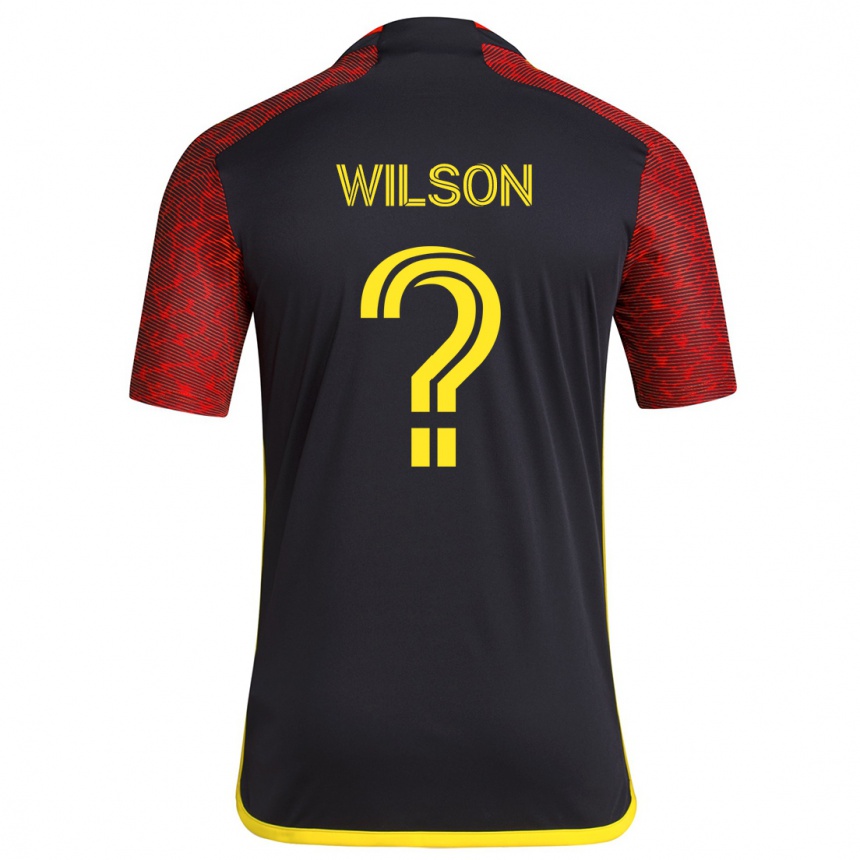 Kids Football Trevor Wilson #0 Red Black Away Jersey 2024/25 T-Shirt Canada