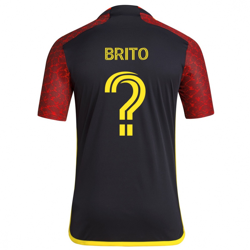 Kids Football Kelvin-Luis Brito #0 Red Black Away Jersey 2024/25 T-Shirt Canada