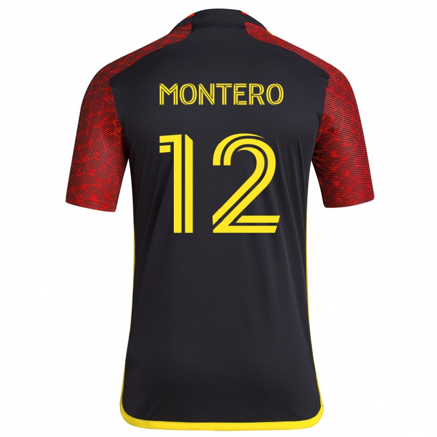 Kids Football Fredy Montero #12 Red Black Away Jersey 2024/25 T-Shirt Canada