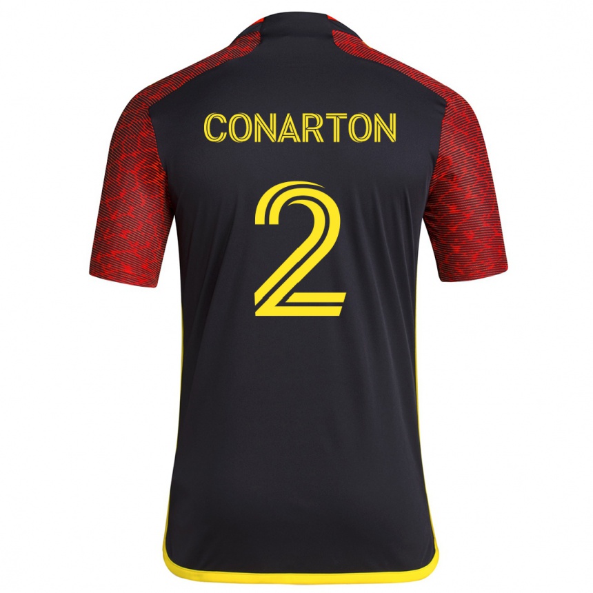 Kids Football Alyssa Conarton #2 Red Black Away Jersey 2024/25 T-Shirt Canada