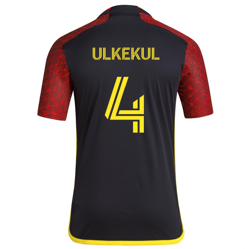 Kids Football Jodi Ulkekul #4 Red Black Away Jersey 2024/25 T-Shirt Canada