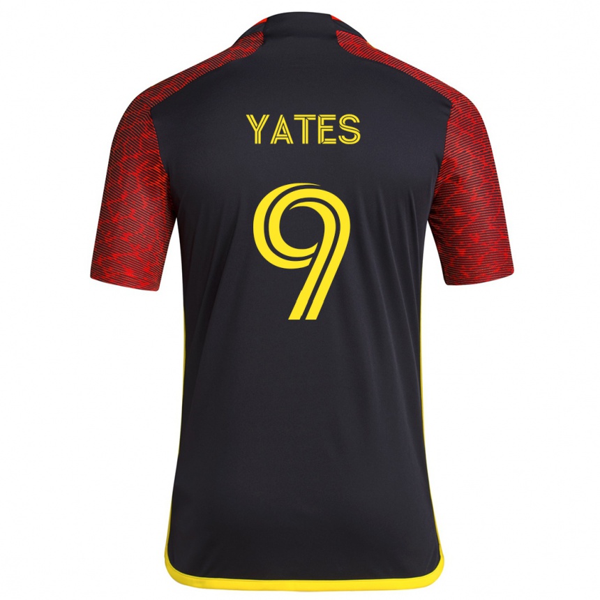 Kids Football Summer Yates #9 Red Black Away Jersey 2024/25 T-Shirt Canada