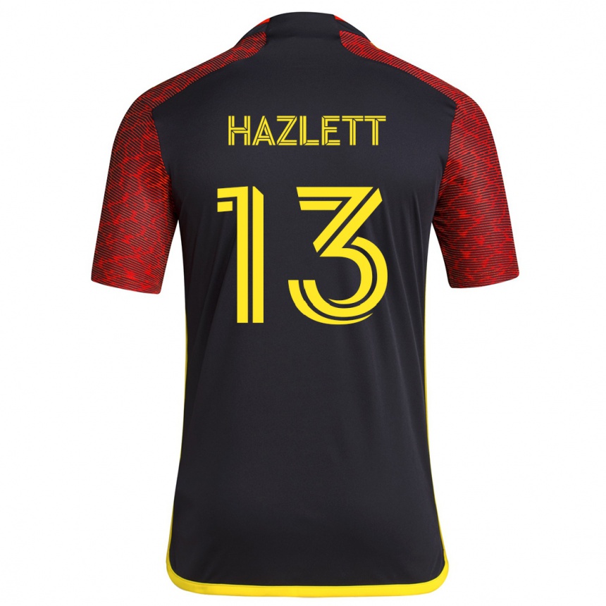 Kids Football Kimberly Hazlett #13 Red Black Away Jersey 2024/25 T-Shirt Canada