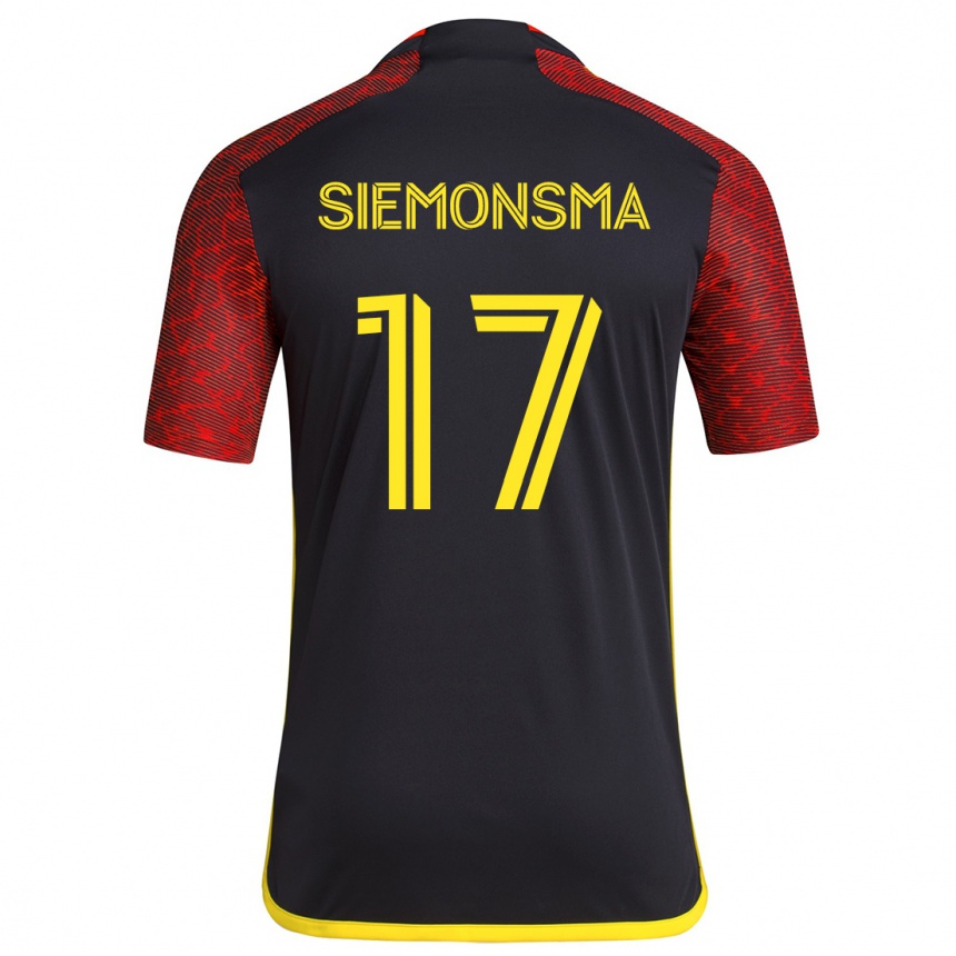 Kids Football Sianna Siemonsma #17 Red Black Away Jersey 2024/25 T-Shirt Canada