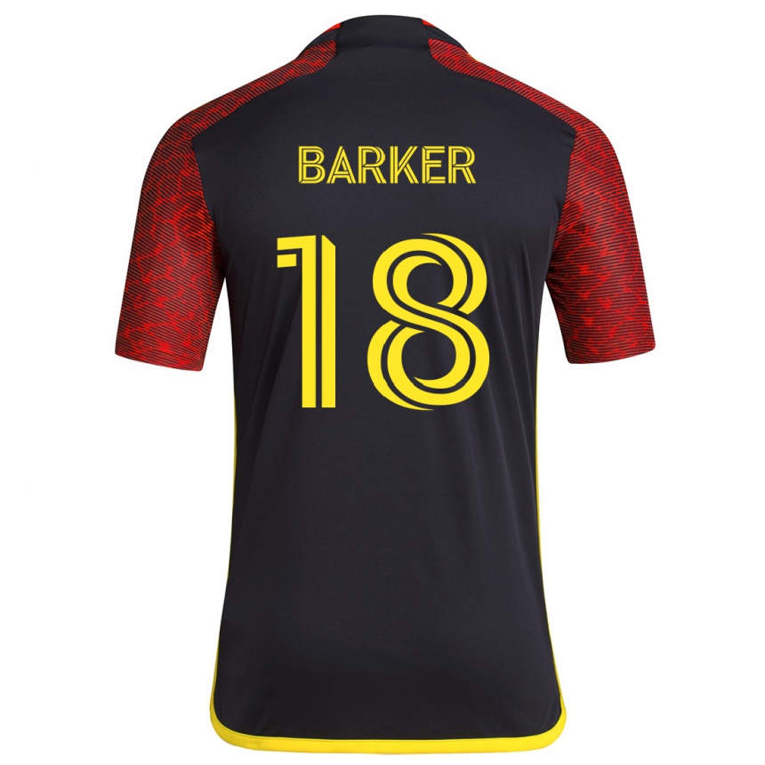 Kids Football Alicia Barker #18 Red Black Away Jersey 2024/25 T-Shirt Canada