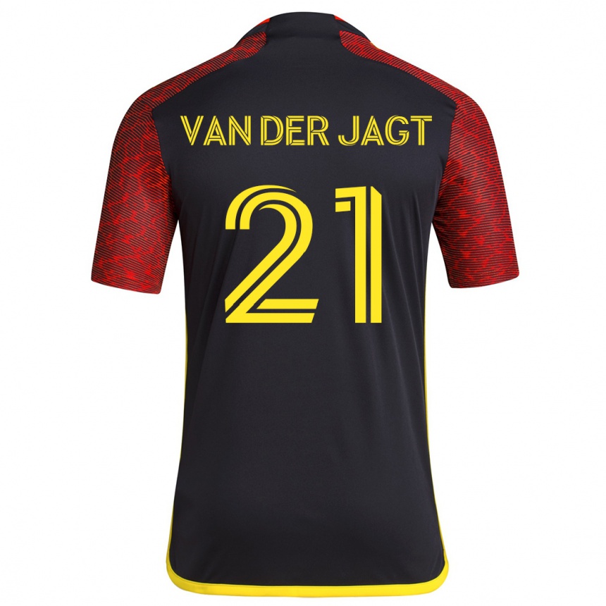 Kids Football Olivia Van Der Jagt #21 Red Black Away Jersey 2024/25 T-Shirt Canada