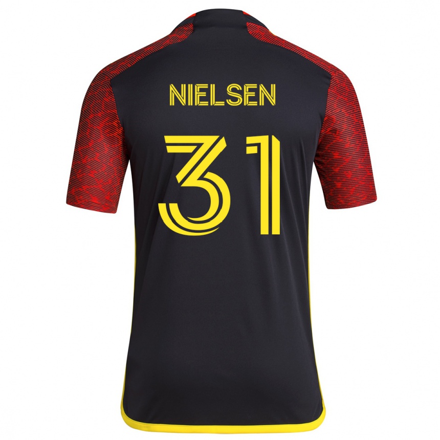 Kids Football Madeline Nielsen #31 Red Black Away Jersey 2024/25 T-Shirt Canada