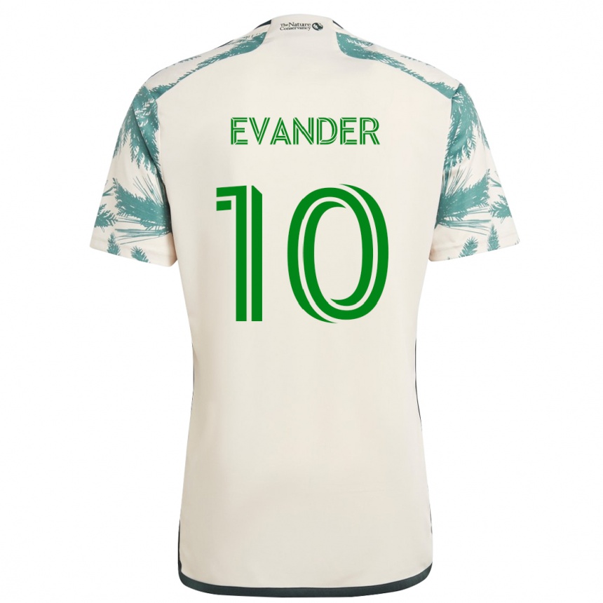 Kids Football Evander #10 Beige Brown Away Jersey 2024/25 T-Shirt Canada