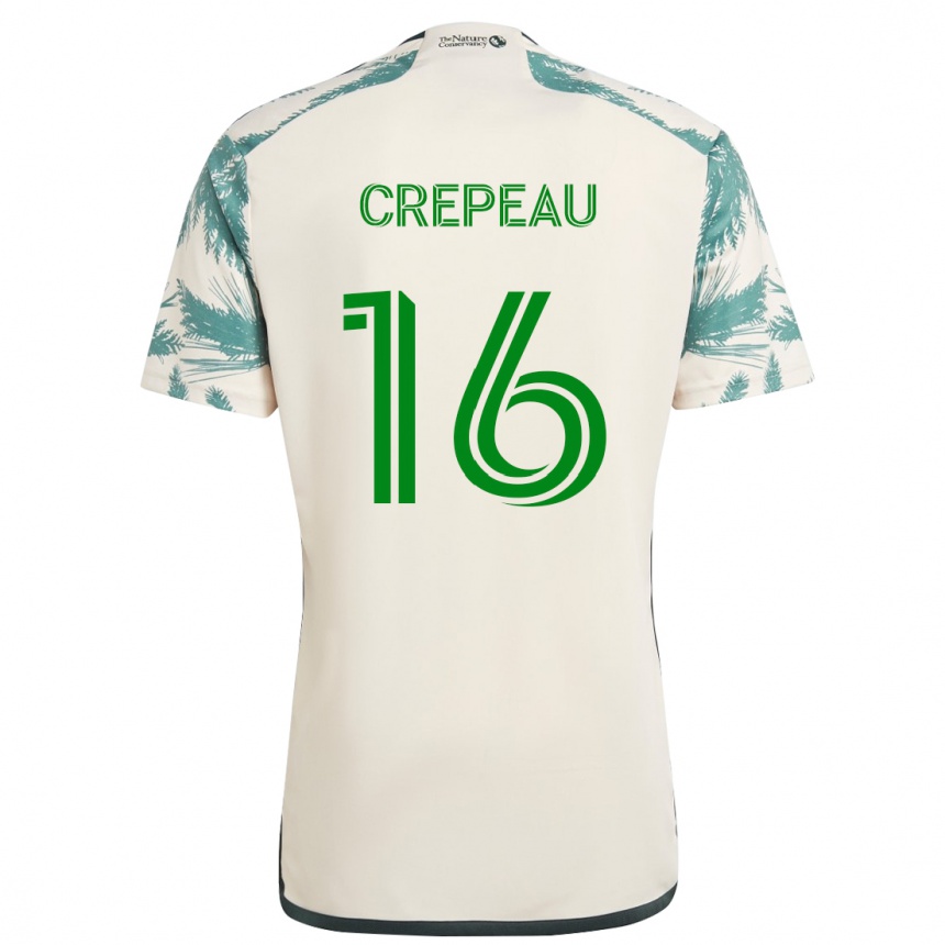 Kids Football Maxime Crépeau #16 Beige Brown Away Jersey 2024/25 T-Shirt Canada