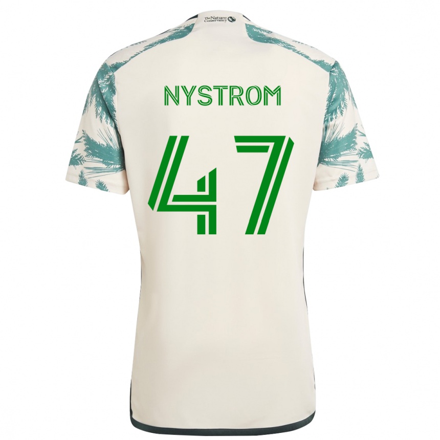 Kids Football Maximo Nystrom #47 Beige Brown Away Jersey 2024/25 T-Shirt Canada