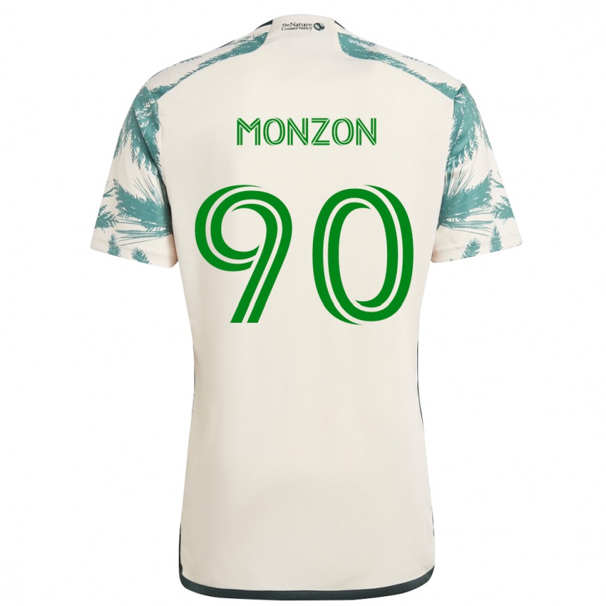 Kids Football Florián Monzón #90 Beige Brown Away Jersey 2024/25 T-Shirt Canada