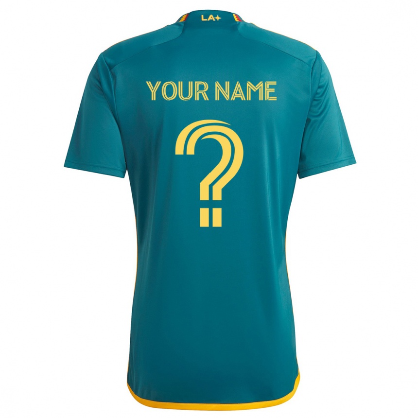 Kids Football Your Name #0 Green Yellow Away Jersey 2024/25 T-Shirt Canada