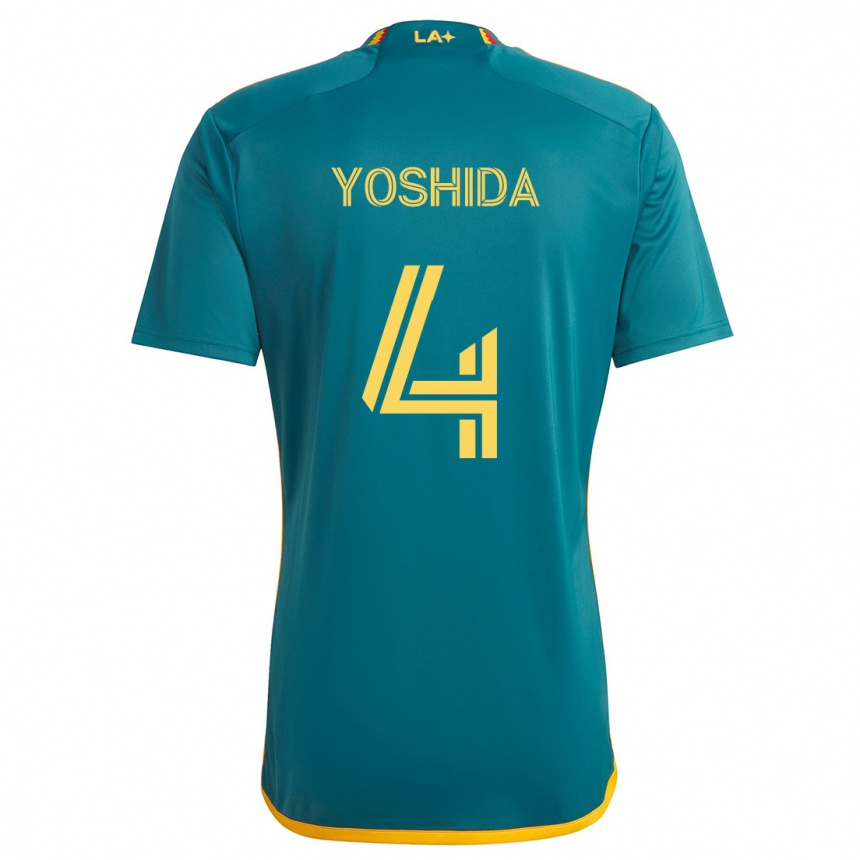 Kids Football Maya Yoshida #4 Green Yellow Away Jersey 2024/25 T-Shirt Canada