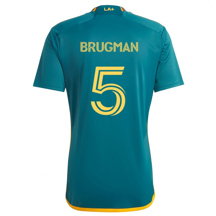 Kids Football Gastón Brugman #5 Green Yellow Away Jersey 2024/25 T-Shirt Canada