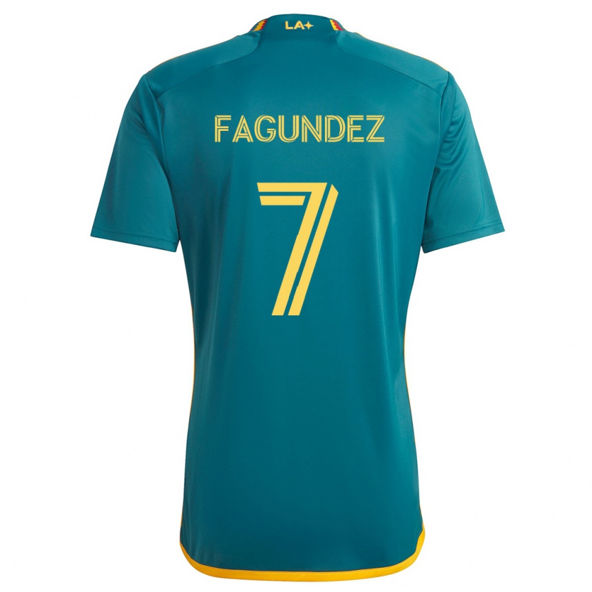 Enfant Football Maillot Diego Fagúndez #7 Vert Jaune Tenues Extérieur 2024/25 Canada