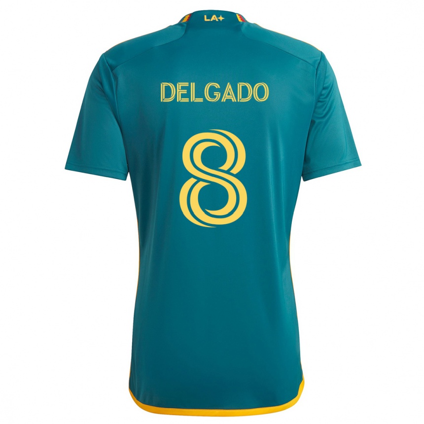 Kids Football Mark Delgado #8 Green Yellow Away Jersey 2024/25 T-Shirt Canada