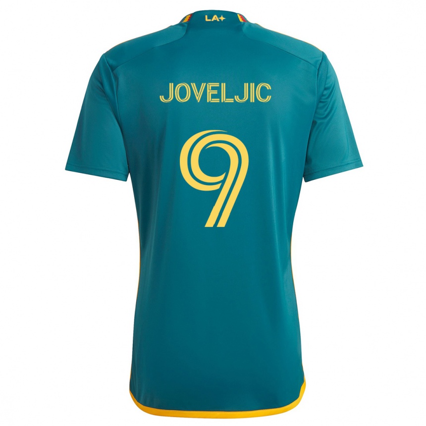 Enfant Football Maillot Dejan Joveljic #9 Vert Jaune Tenues Extérieur 2024/25 Canada