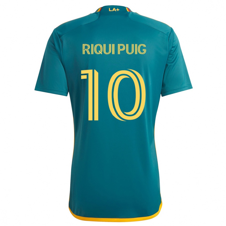 Kids Football Riqui Puig #10 Green Yellow Away Jersey 2024/25 T-Shirt Canada