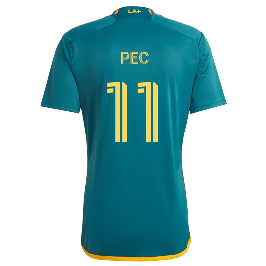 Enfant Football Maillot Gabriel Pec #11 Vert Jaune Tenues Extérieur 2024/25 Canada