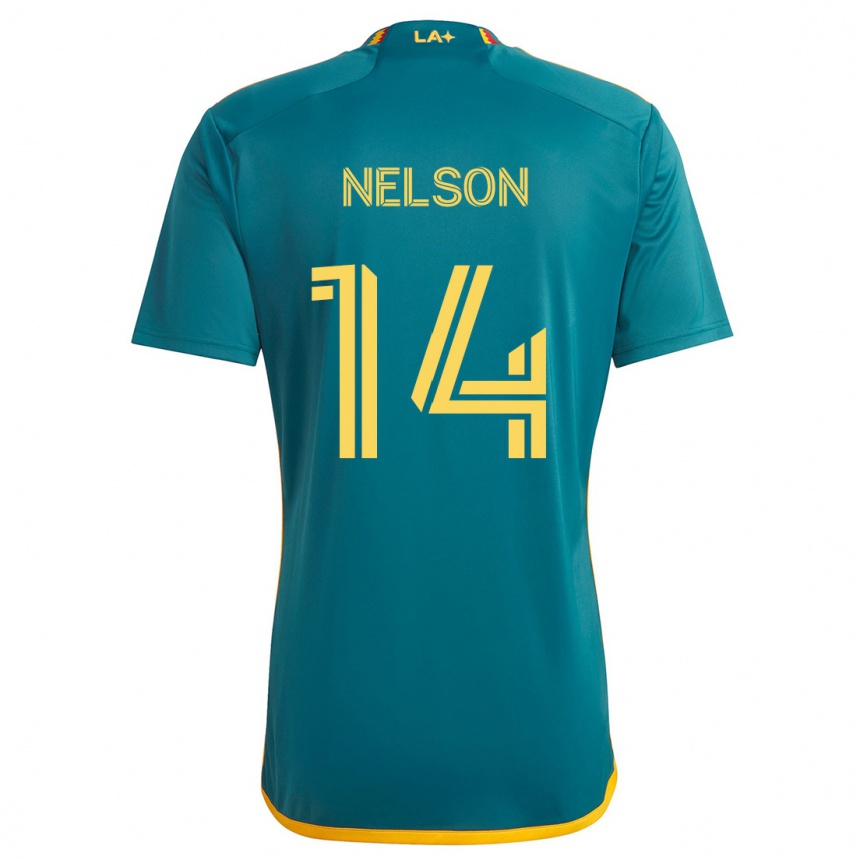 Kids Football John Nelson #14 Green Yellow Away Jersey 2024/25 T-Shirt Canada