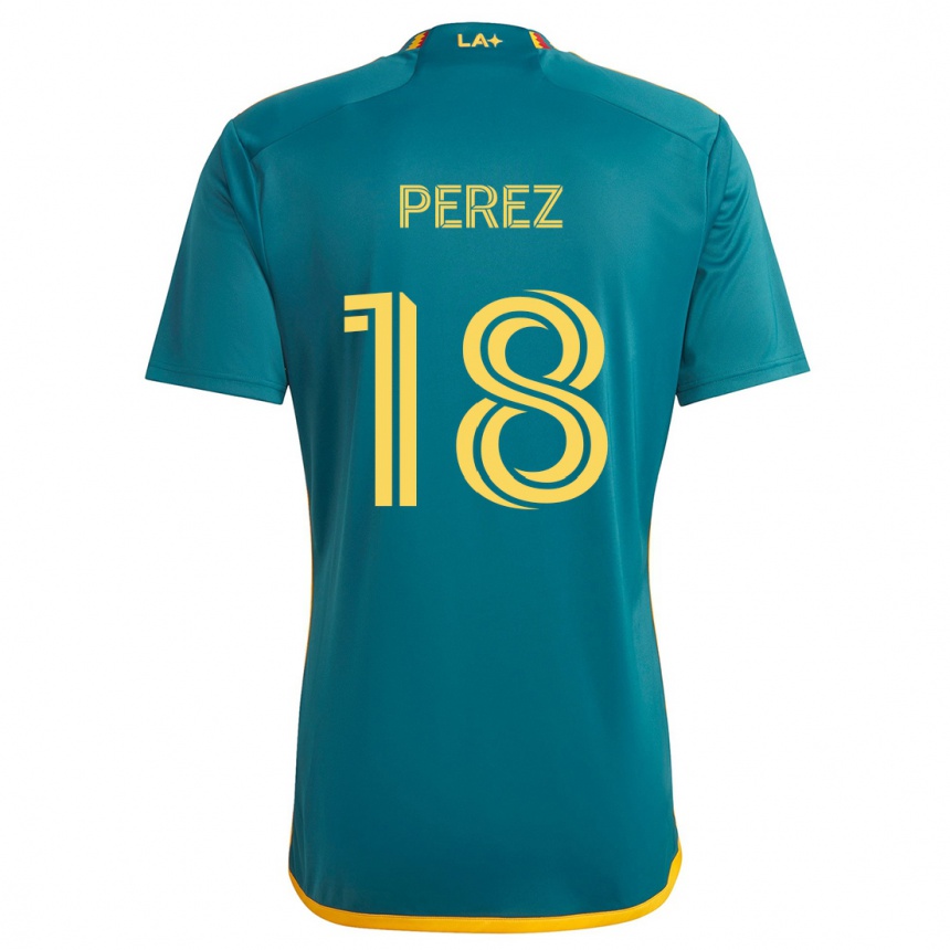 Kids Football Jonathan Pérez #18 Green Yellow Away Jersey 2024/25 T-Shirt Canada