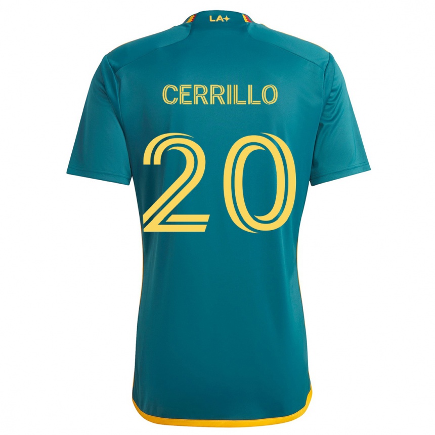 Kids Football Edwin Cerrillo #20 Green Yellow Away Jersey 2024/25 T-Shirt Canada