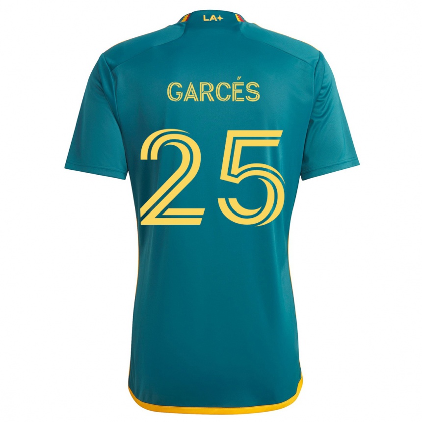 Kids Football Carlos Garcés #25 Green Yellow Away Jersey 2024/25 T-Shirt Canada