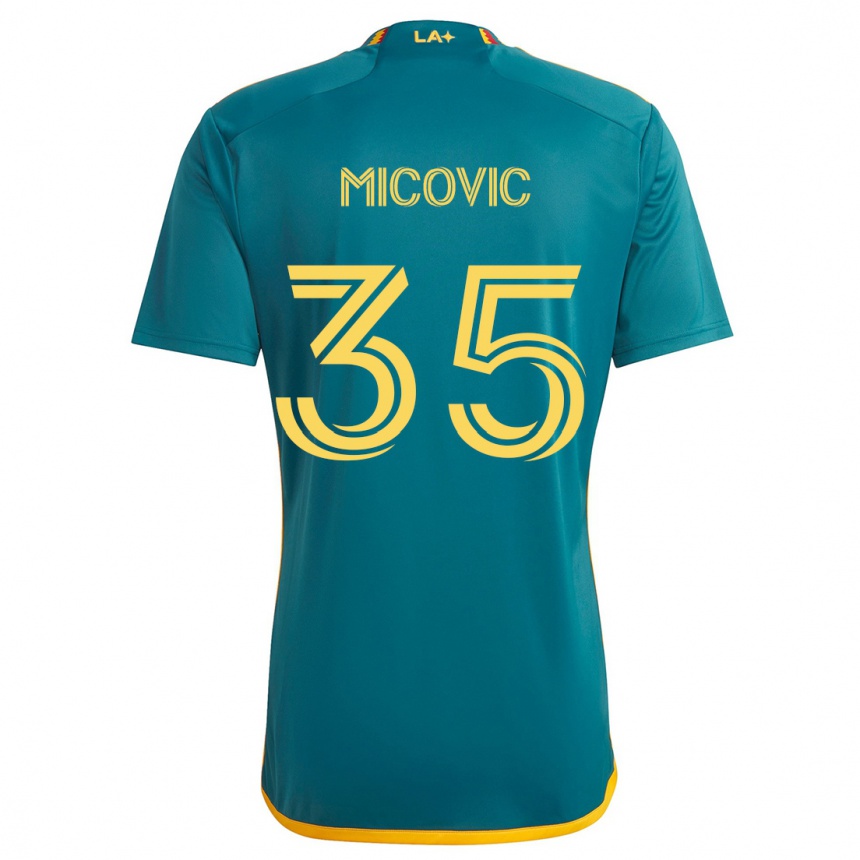 Enfant Football Maillot Novak Micovic #35 Vert Jaune Tenues Extérieur 2024/25 Canada