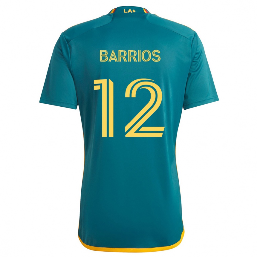 Enfant Football Maillot Michael Barrios #12 Vert Jaune Tenues Extérieur 2024/25 Canada